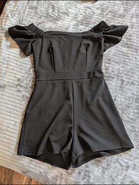 Charlotte Russe Black Off-Shoulder Romper